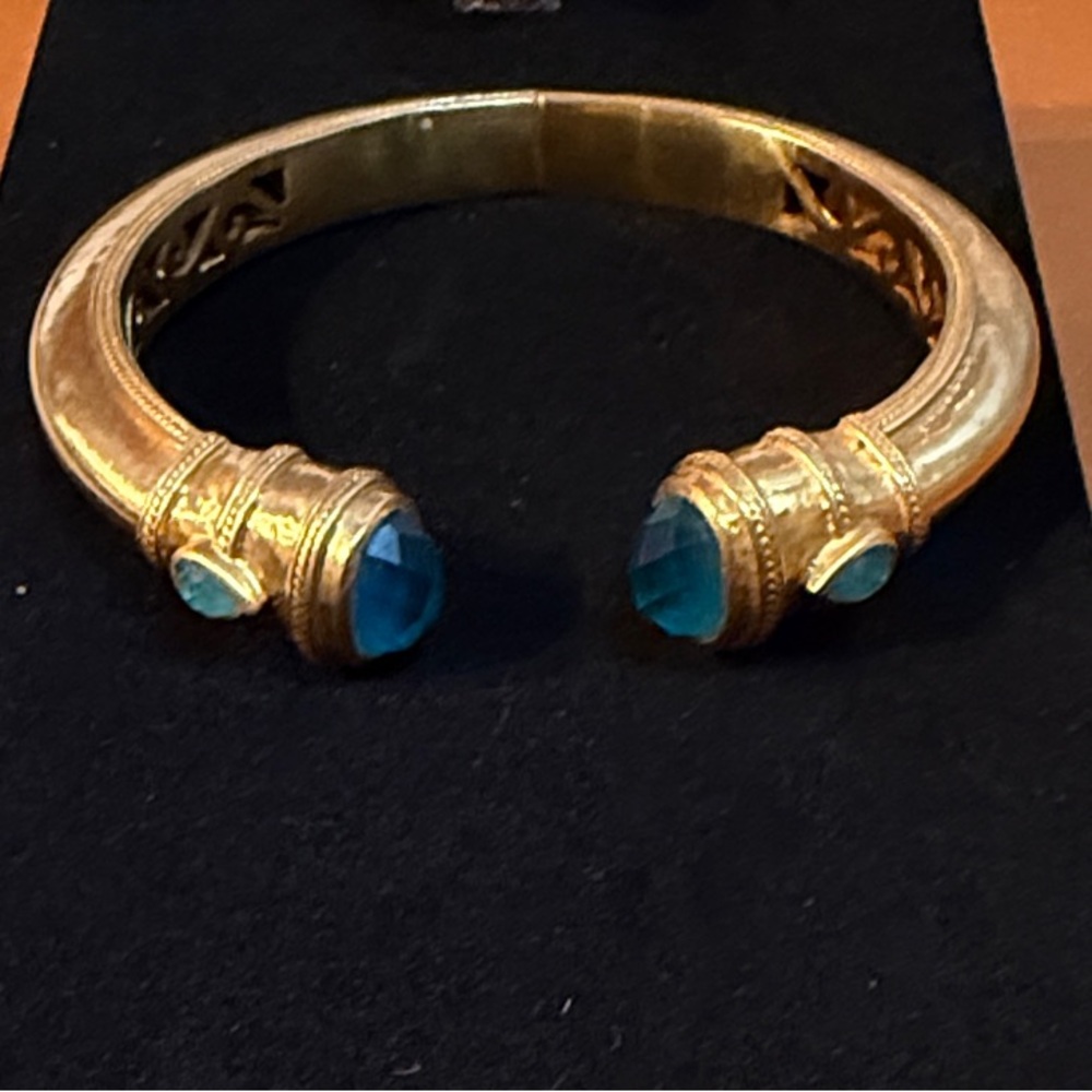 Julie Vos Cannes Demi Cuff New Elegant Gold and Blue Women's Bracelet